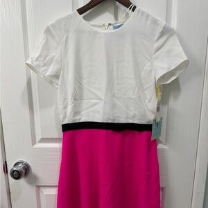 CeCe White and Pink Colorblock Dress